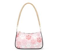 OWFKAY Sac à main fourre-tout pour femme, sac à main Hobo avec fermeture éclair Motif empreintes de pattes Rose