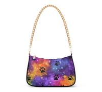 OWFKAY Sac à main fourre-tout pour femme, sac besace à motif empreintes de pattes colorées avec fermeture éclair