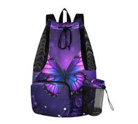 OWFKAY Sac de sport en maille avec cordon de serrage pour équipement de natation, sac de sport, sac à dos avec cordon, plage, surf, fleur et papillon