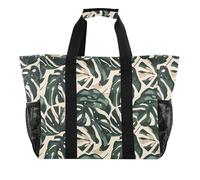 OWFKAY Sac de voyage, sac de sport, sac de sport, sac de plage, sac de week-end, sac de nuit pour femme, pliable, réutilisable, motif feuilles tropicales vertes, Motif feuilles tropicales vertes