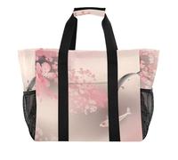 OWFKAY Sac de voyage, sac de sport, sac de sport, sac de plage, sac de week-end, sac de nuit pour femme, pliable, réutilisable, carpes koï, printemps Sakura Blooming, Carpes koï Printemps Sakura
