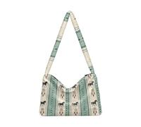 OWFKAY Sac en peluche sous les aisselles - Attrape-rêves cheval turquoise - Sac à bandoulière moelleux pour femme - Sac fourre-tout moelleux pour l'automne et l'hiver