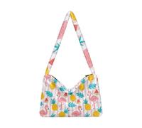 OWFKAY Sac en peluche sous les aisselles - Flamant rose ananas pastèque - Sac à bandoulière moelleux pour femme - Sac fourre-tout moelleux pour l'automne et l'hiver