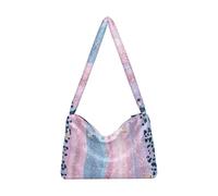 OWFKAY Sac en peluche sous les aisselles - Imprimé étoile et léopard - Sac à bandoulière moelleux pour femme - Pour l'automne et l'hiver