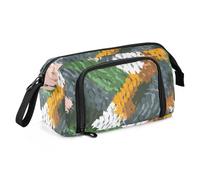 OWFKAY Trousse à crayons de grande capacité pour l'école, l'université, le bureau, pour adolescents, filles, adultes, étudiants, motif peau de serpent python, Motif peau de serpent python, Taille