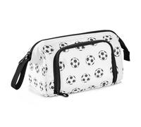 OWFKAY Trousse à crayons de grande capacité pour l'école, l'université, le bureau, pour adolescents, filles, adultes, étudiants, motif football classique noir et blanc, Motif football classique noir