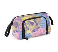 OWFKAY Trousse à crayons de grande capacité pour l'école, l'université, le bureau, pour adolescents, filles, adultes, étudiants, motif crânes et fleurs colorés, Motif crânes et fleurs colorés, Taille