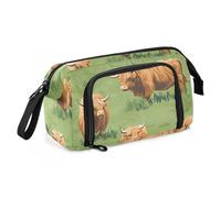 OWFKAY Trousse à crayons de grande capacité pour l'école, l'université, le bureau, pour adolescents, filles, adultes, étudiants, motif prairie, Motif prairie de bétail des Highlands, Taille unique