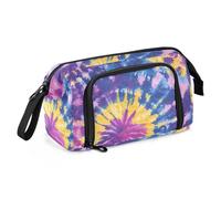 OWFKAY Trousse à crayons de grande capacité pour l'école, l'université, le bureau, pour adolescents, filles, adultes, étudiants, motif tie-dye jaune, violet, bleu, Motif tie-dye jaune, violet, bleu
