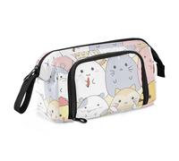 OWFKAY Trousse à crayons de grande capacité pour l'école, l'université, le bureau, pour adolescents, filles, adultes, étudiants, dessin animé Cat2, Cartoon Cat2, Taille unique, Trousse de beauté