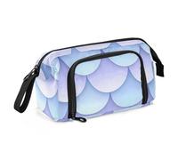 OWFKAY Trousse à crayons de grande capacité pour l'école, l'université, le bureau, pour adolescents, filles, adultes, étudiants - sirène bleu clair - motif écailles, Sirène bleu clair - Motif écailles