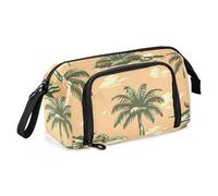 OWFKAY Trousse à crayons de grande capacité pour l'école, l'université, le bureau, pour adolescents, filles, adultes, étudiants, dinosaures et palmiers sur motif orange, Dinosaures et palmiers sur