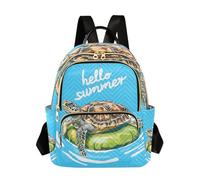 OWFKAY Turtle Hello Summer Petit sac à dos pour femme Sac à dos Mini filles Sac d'école Voyage antivol décontracté, Tortue Hello Summer, S, sac à dos femme