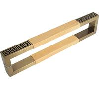 OWIEN Poignée de Porte coulissante en Forme de Rectangle carré, poignée de Porte carrée à Double Face, Acier Inoxydable et Bois(Yellow,42.5cm/16.7in)