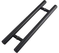 OWIEN Porte de Grange coulissante de 24 "/ 31", Barre Ronde d'entrée, poignée de Porte en Acier Inoxydable, Conception à Deux côtés pour portails, garages(Zwart,60cm/2 ft)