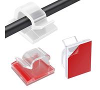 OWill 100 Pièces Attache Cable Adhesif, Clips Câbles pour Ordonnée des Câbles, Attache Câble Auto Collant, Cavalier Cable Electrique pour Organiseur de Fils Electriques TV, Maison (Transparent)