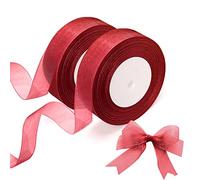 OWill 2 Rolls Ruban Noel,Ruban Cadeau Emballage Rouge,20 mm x 90 m,Ruban Cadeau Emballage Noel,Ruban Rouge Noel pour Emballage Cadeau,Sapin de noël,Couronne de Noel Porte,décorations de noël