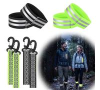 OWill 8pcs Brassards Réfléchissants Bandes Sécurité Vélo Course Nuit | Nylon 8 Pièces Clips Velcro Élastiques Pour Bras Cheville Sac Vélo Course Randonnée Nuit