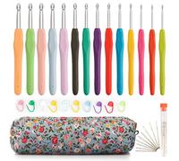OWill Lot de 14 Aiguilles à Crochet, Kit Crochet Complet pour Débutants, avec Poches de Rangement et Accessoires, Crochets Ergonomiques pour les Amateurs de Tricot