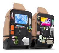 OWill Lot de 2 protections de dossier de voiture pour enfant - Avec 10 poches - Tissu Oxford 600D imperméable - Organiseur de siège arrière - Noir