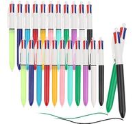 OWill Lot de 22 stylos à bille rétractables 4 en 1 de 4 couleurs - Stylos à bille multicolores - 1 mm - Pour bureau, école, étudiants, enfants