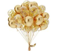OWill Lot de 50 ballons dorés à confettis dorés de 25,4 cm, pour le Ramadan, un anniversaire, une fête prénatale, un mariage, une remise de diplôme, le Nouvel An