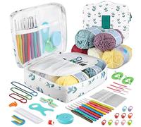 OWill Lot de 61 Kit Crochet,Kit crochet debutant complet,Kit tricot Accessoires,Ensemble de tricot avec de La laine et des aiguilles,Crochets ergonomiques pour les mains arthritiques
