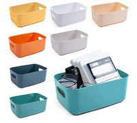OWill Lot de 7 paniers de rangement en plastique, plusieurs couleurs, bacs de rangement pour cuisine, étagères, placard, bureau, école et la maison (7 pièces, grand)