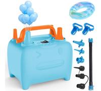 OWill Pompe à air électrique,Gonfleur electrique 2 en 1 pour gonflage et dégonflage,600W gonfleur ballon avec 3 Buses d'air,pour matelas gonflable,lit gonflable,bouée de natation,pataugeoire,fête,bleu