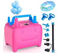 OWill Pompe à air électrique,Gonfleur electrique 2 en 1 pour gonflage et dégonflage,600W gonfleur ballon avec 3 Buses d'air,pour matelas gonflable,lit gonflable,bouée de natation,pataugeoire,fête,rose