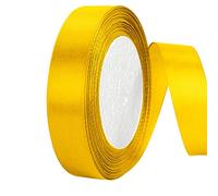 OWill Ruban de satin jaune double face en polyester 20 mm x 22 m pour décoration de gâteau, projet de couture, décoration de ballons et nœuds pour cheveux