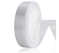 OWill Ruban Satin Blanc Double Face en Polyester 20 mm x 22 m - Ruban Cadeau Emballage et Décoration pour Gâteaux, Projets de Couture et Fêtes