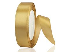 OWill Ruban Satin Doré Double Face en Polyester 20 mm x 22 m - Ruban Cadeau Emballage et Décoration pour Anniversaire, Gâteaux, Couture et Fêtes
