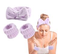 OWITER Skincare Bandeau et bracelets de maquillage pour lavage du visage et spa (violet, 1)