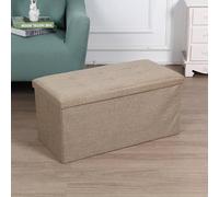 OWKAY Tabouret de rangement pliable, tabouret de rangement, tabouret à chaussures, repose-pieds multifonction, meuble de rangement, canapé, boîte de rangement, tissu portable