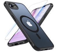 OWKEY Coque de protection pour iPhone 17e, compatible avec iPhone 16e, avec verre blindé, protection de qualité militaire, magnétique translucide, anti-chocs, fin, noir