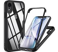 OWKEY Coque pour iPhone XR, Antichoc Housse avec Protection D'écran Intégré, 360 Degrés Full Body Protection Case Double Face Bumper Etui, 6.1 Pouces - Noir