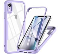 OWKEY Coque pour iPhone XR, Antichoc Housse avec Protection D'écran Intégré, 360 Degrés Full Body Protection Case Double Face Bumper Transparen Etui Coque pour iPhone XR, 6.1 Pouces-Violet