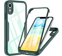 OWKEY Coque pour iPhone XR, Antichoc Housse avec Protection D'écran Intégré, 360 Degrés Full Body Protection Case Double Face Bumper Etui, 6.1 Pouces- Vert