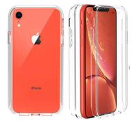 OWKEY Coque pour iPhone XR, iPhone XR Coque avec Protection D'écran, 360 Degrés Antichoc Anti-Rayures Bumper Silicone écran étanche à la poussière Etui Housse pour iPhone XR, 6.1 Pouces - Transparent