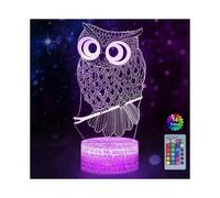 Owl 3D Illusion Lamp, Owl 3D Night Light for Kids, Owl Illusion Light with 16 Colors Changing Best Christmas Birthday Gift for Boy Girl Kids