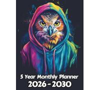 Owl 5 Year Monthly Planner: Large 60 Month Sunday to Saturday Calendar | Gift For People Who Love Nocturnal Animals, Bird of Prey Lovers | Ideal for ... and Busy Individuals | 8.5 x 11 Inches | v1