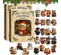 Owl Advent Calendar 2025-24 Days Owl Christmas Ornament Advent Calendar, Christmas Countdown with 24 Unique Kawaii Owls Tree Flat Decorations for Festive Fun (2Pcs)