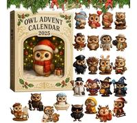 Owl Advent Calendar 2025, 24 Days Owl Christmas Ornament Advent Calendar for Christmas Tree Home Decoration, Gift 2d Keychain for Everyone (1 set)