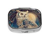 Owl Beliefs_1_1 Mini pilulier carré compact en métal avec 2 compartiments pour le voyage