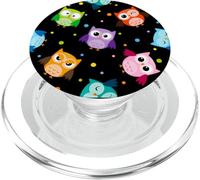 Owl Bird Horned Owl Nocturnal Spotted Black Baby Owl PopSockets PopGrip pour MagSafe