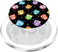 Owl Bird Horned Owl Nocturnal Spotted Black PopSockets PopGrip pour MagSafe