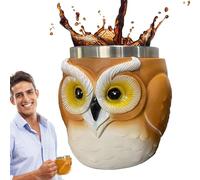 Owl Cup,Coffee Travel Cup Owl Shape | Stainless Steel Drinkware Water Container, Animal Decor Funny Desk Accessories For Work Home Travel Use