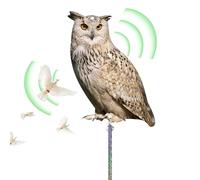 Owl Decoy Bird - Weatherproof 11-inch Fake Owl Device, Reflective Tape Scarecrow, Double-Sided Acrylic Hanging Ornament | Garden Patio Window Tree Protector for Home Yard Decoratio
