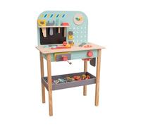 Owl & Fox Établi en Bois avec scie, clé, Marteau, vis et Accessoires, Jeu de rôle pour Enfants de 3 Ans et Plus, Durable, Traditionnel et élégant, 54,5 x 32 x 85 cm (H)
